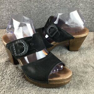 Dansko Ramona Leather Slide Sandals Sz 9 |EU 40 Classic Boho Chic Black